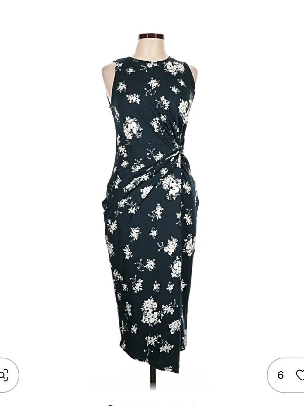 Nine Britton Sleeveless Blue Floral Twist-Front Midi Dress